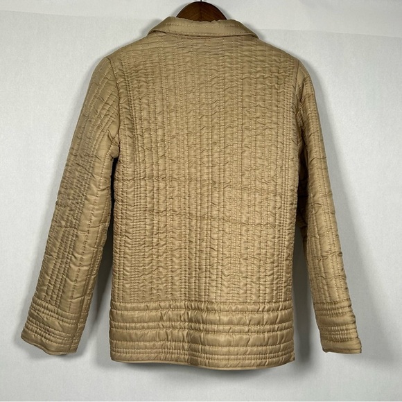 Spiegel Beige Quilted Jacket 100% Silk with Animal Print Lining - Picture 2 of 8